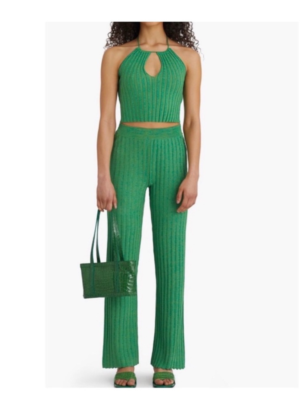 Paloma Wool Green Ribbed Pants